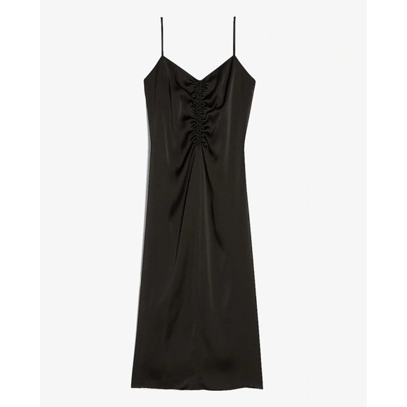 Express Satin Ruched Front Slip Dress - Picture 3 of 6